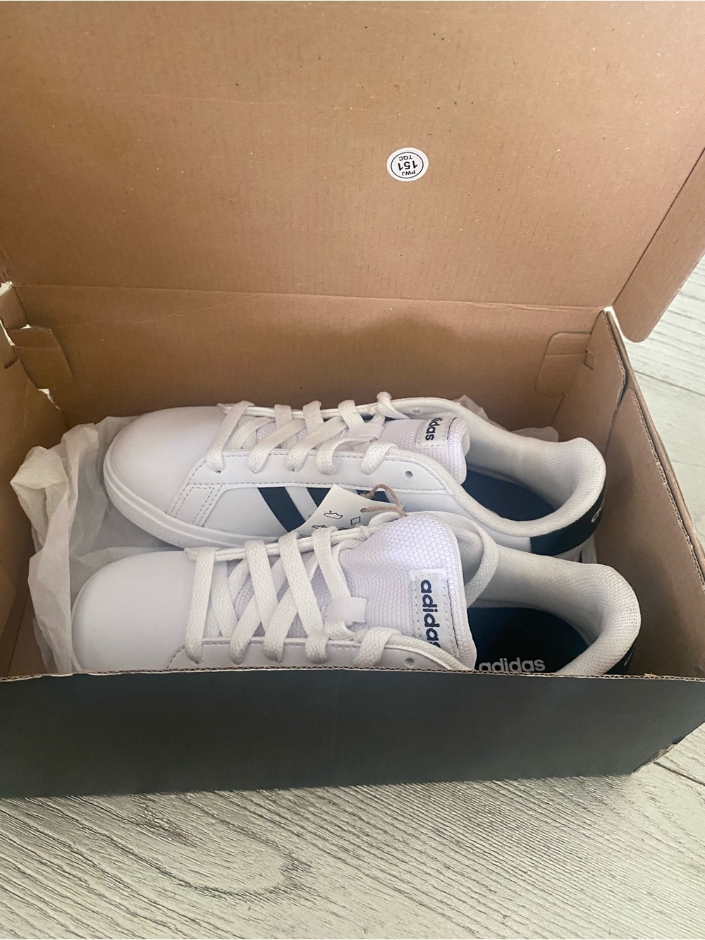adidas Kids White Sneakers with black Accents